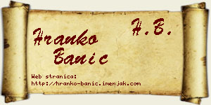 Hranko Banić vizit kartica